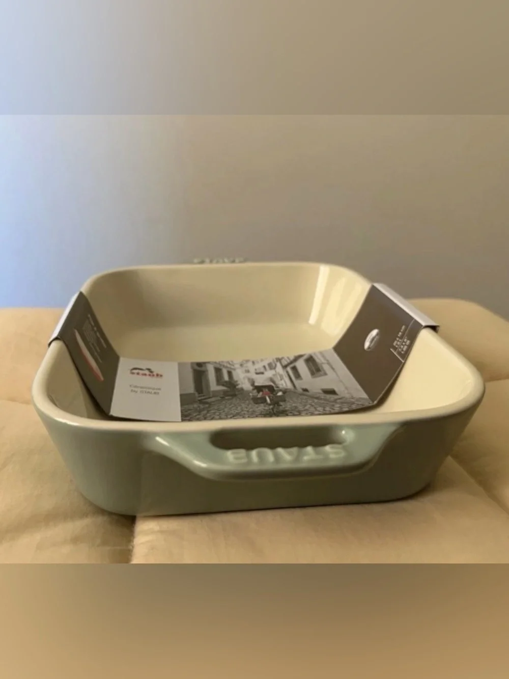 STAUB Ceramic Rectangular Gratin Baking Dish Eucalyptus 7.5x6 New